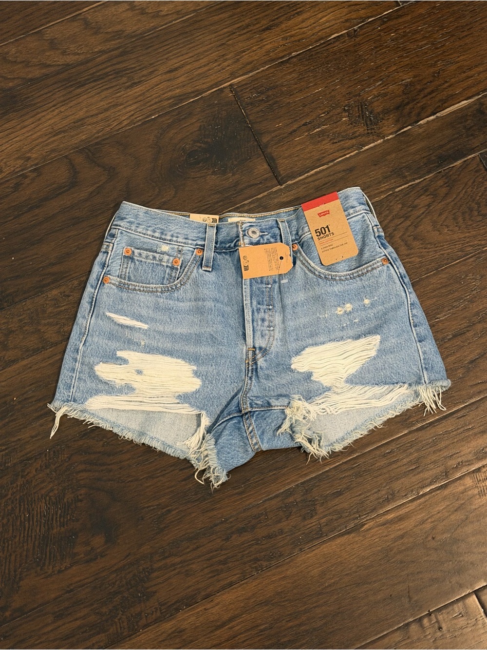 Levi's 501 Denim Shorts Distressed Cutoff Raw Hem Quiet Riot Women's Size 27 NWT